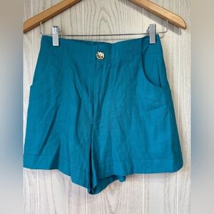 House of Harlow 1960 Turquoise Linen Blend Shorts Size S EUC